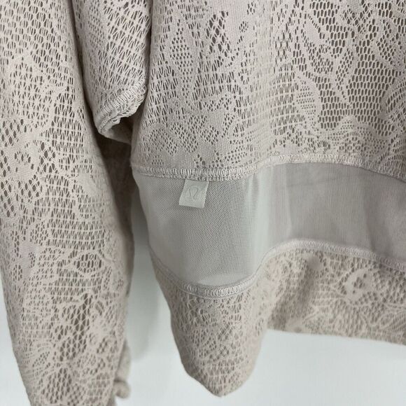 Lululemon In Depth Jacket Size 4 Womens Lace Floral Light Chrome Mock Neck Zip - Picture 6 of 7